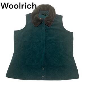 woolrich womens 2x paisley vest deep atlantic blue fur lined zip up pocket cold